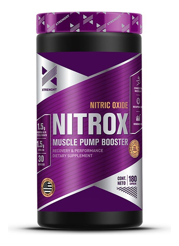 Suplemento En Cápsulas Xtrenght Nutrition Nitrox Óxido Nítrico Sabor Neutro En Pote