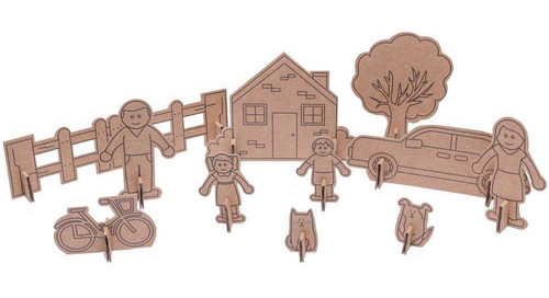 Kit De Montar E Pintar Família Papelão 201801 Eu Amo Papelão