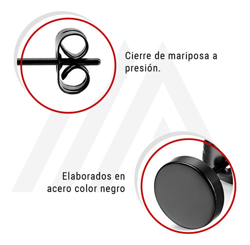 Set De Aros Acero Quirurgico Aros Hombre Mujer Tunel Negro