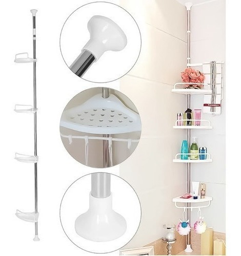 Organizador Esquinero Ducha Baño Multiuso 4 Pisos Ajustable