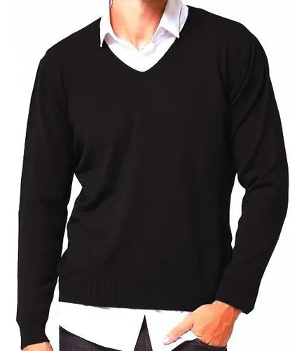 Sweater Hombre Cuello V Pullover Fino/textura Suave