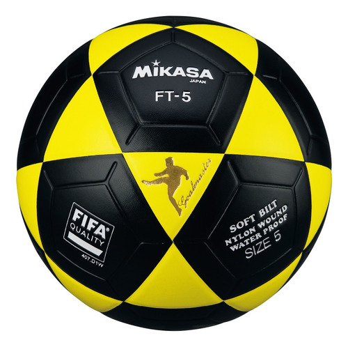 Bola de futebol Mikasa FT-5 nº 5 Unidade x 1 unidades  cor preto e amarelo
