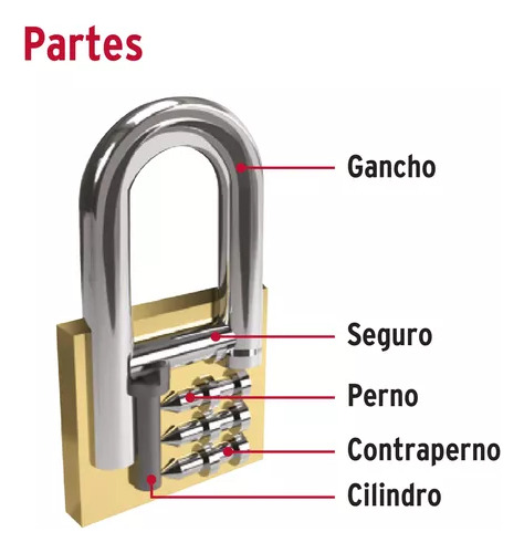 Candado Pulido 50mm Alta Seguridad Tetra Pretul 23511 Color Dorado