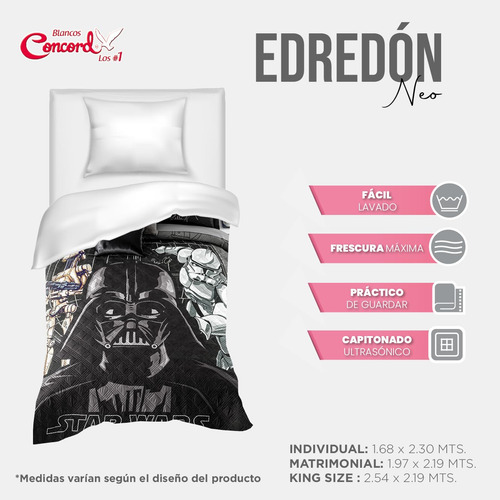Edredón Matrimonial Ligero Negro Diseño Darth Vader