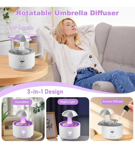 Ba Humidificador For Recámara, Difusor De Paraguas Giratorio