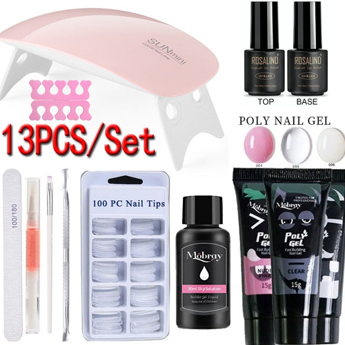 13 Piezas/set 15 Ml Poli Extention Gel Kits Cepillo De Uñas