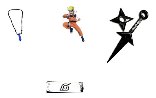 Kit Minato - Kunai + Shuriken + Bandana + Colar Naruto