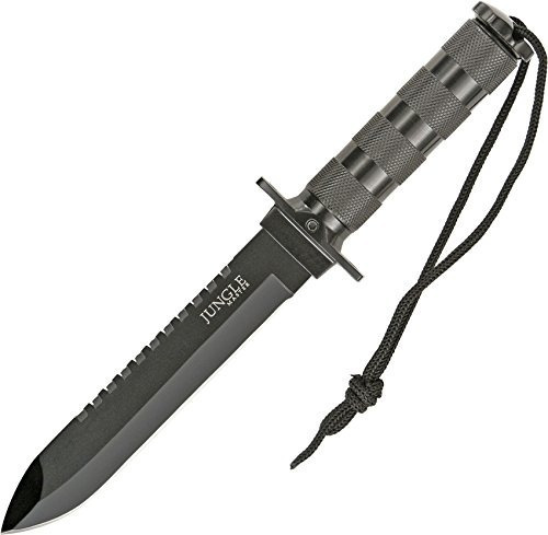 Imagen 2 de 8 de Cuchillo Negro Jungle Master De Supervivencia+grabado Person