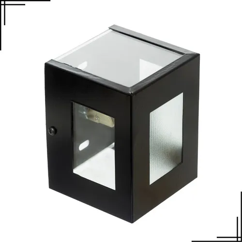 Lámpara rectangular led Machado Luminaria de Parede Externa com Fachos color negro MercadoLibre