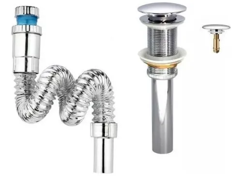 comprar Kit Sifón Abs Acordeón Con Desagüe Push Hongo Lavamanos 
