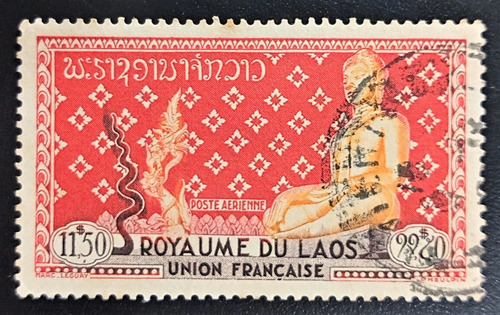 Laos, Sello Aéreo Sc C10 11,50d Buda Año 1953 Usado L18718