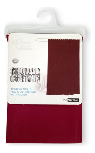 Cortina Para Baño Color Vino De Plástico 1 Pieza 180 X 180cm