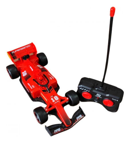 Carrinho Controle Remoto Formula 1 Recarregável Solta Fumaça Cor Vermelho Personagem Carro Corrida