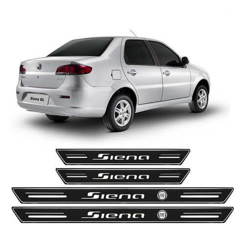 Soleira Platinum Fiat Siena 2005 A 2016 4 Peças Preto Sp109