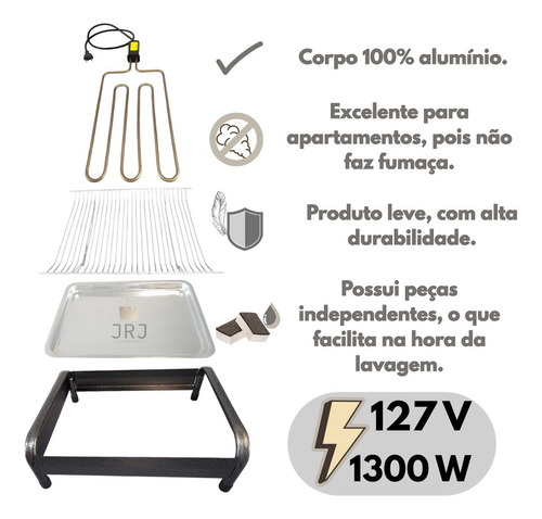 Churrasqueira Elétrica 127v Com Bandeja Coletora Alumínio