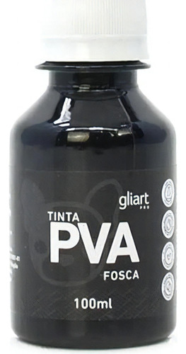 Tinta Pva Fosca Gliart 100ml Cor Preto