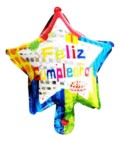 5 Globos Metalicos 23cm Forma De Estrella Feliz Cumpleaños