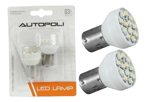 Par Lâmpadas Ba15s-21 Branco Luz De Freio De Carro Auto Poli