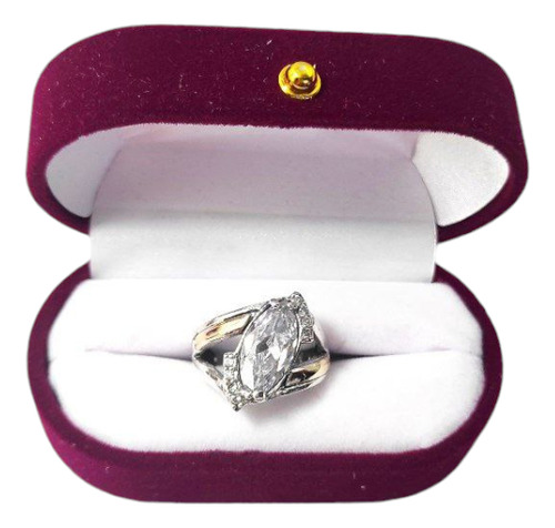Anillo Plata 925 Con Circon Grande Detalles Oro