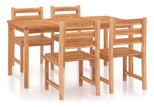 Vidaxl Juego De Comedor De Madera Maciza De Teca Para Patio.