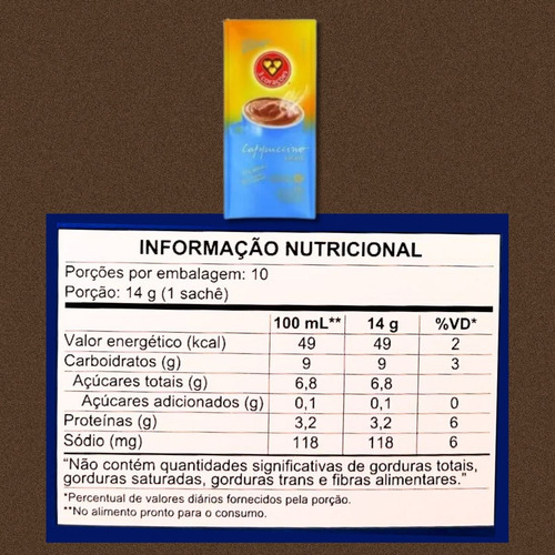 Kit Cappuccino Light Três Corações - 9 Caixas Com 10 Sachês
