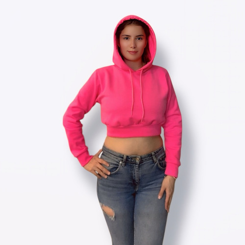 Sudadera Crop Top Mujer Ombliguera Fluorescentes Y Resorte