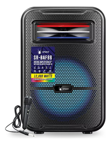 Bafle Amplificado 8 Pulgadas Portatil Bluetooth Sr-baf86 Color Negro
