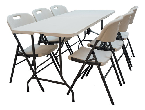 Mesa Rectangular 1.80 M. Plegable Interior Exterior Premium Blanco
