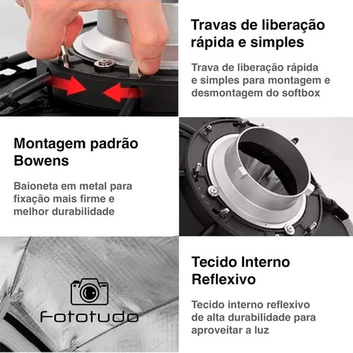 Softbox Octabox Fototudo 55 Com Encaixe Bowens E Colmeia