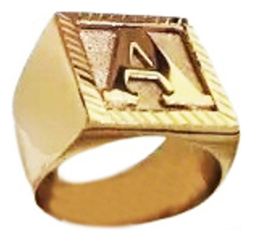 Anel Letra Quadrado 12 Gramas Ouro 18k 750