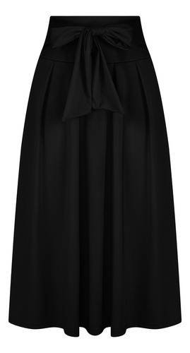 Saia Feminina R Elegante De Cintura Alta Com Pregas Frontais