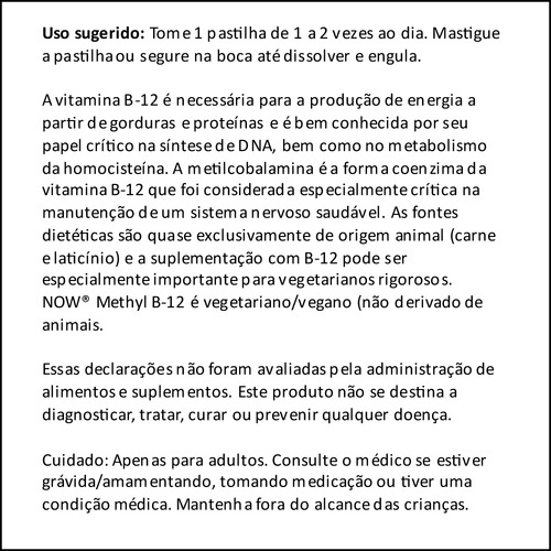 Vitamina B-12 1mg Com Metilcobalamina Now 100pastilhas