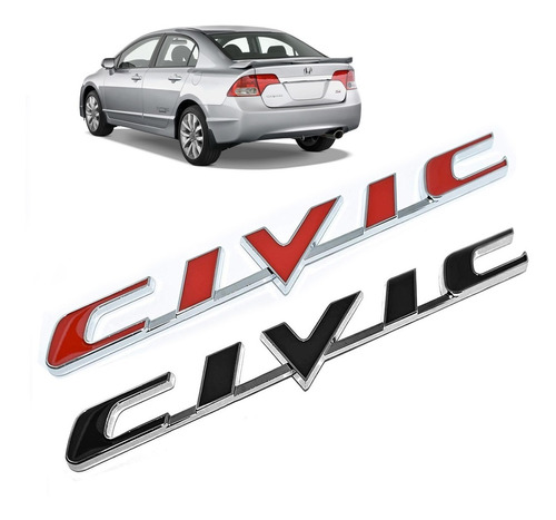 Logo Baul Honda Civic 06-11 Trasero Insignia Roja Emblema