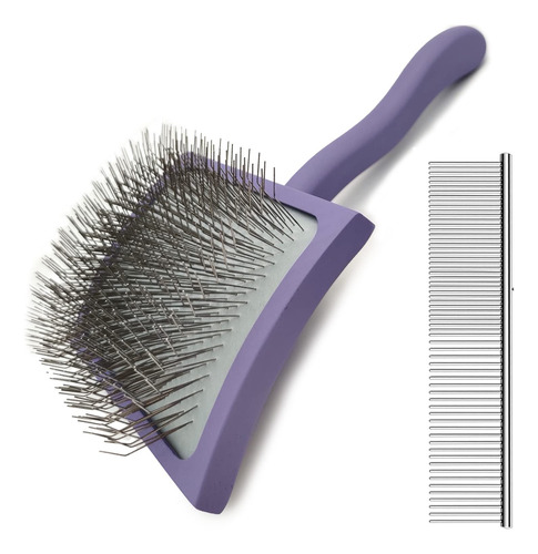 Kit De 1 Cepillo Slicker Para Perros Grandes Mango De Madera