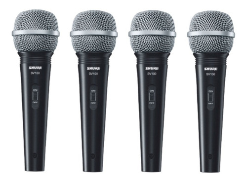 4 Microfone De Mão Multifuncional C/ Fio Preto Sv100 - Shure