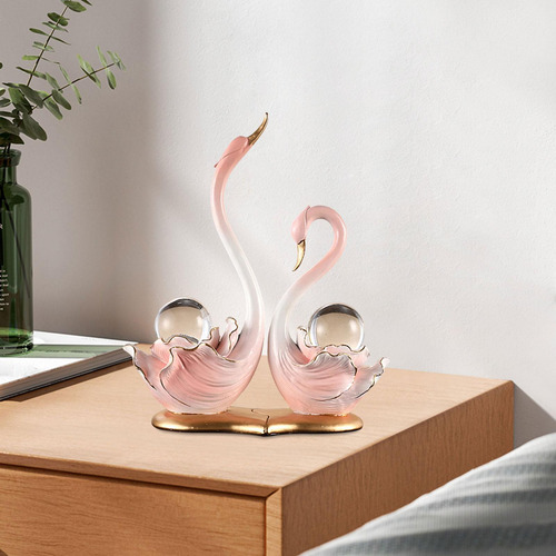 2 Piezas Figuras De Cisne Escultura Manualidades De Rosa
