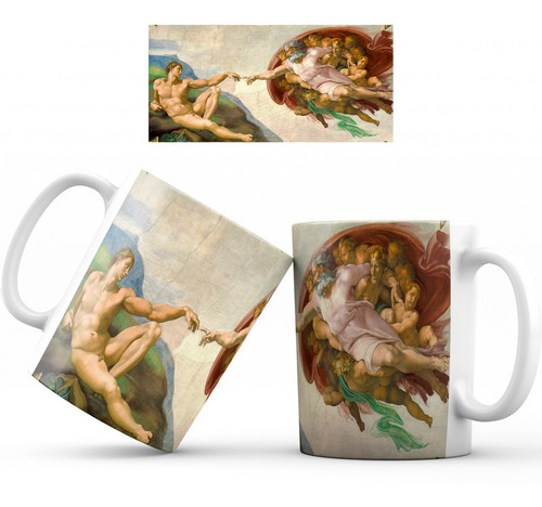 Mug Pocillo Arte Pintura Dios Y El Hombre Taza