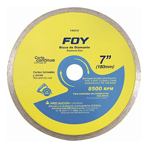 Foy 143512 Disco De Diamante Corte Continuo 7 