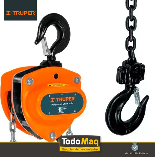 Imagen 5 de 8 de Aparejo Cadena Manual 1 Tn 3 Mts Truper 16824 Poliplasto