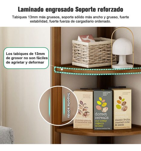 Estante Librero Esquinero Moderno Multifuncional 4 Capas Marrón Oscuro