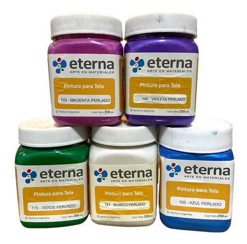 Pintura Para Tela Perlado Eterna 250ml X 5 Colores