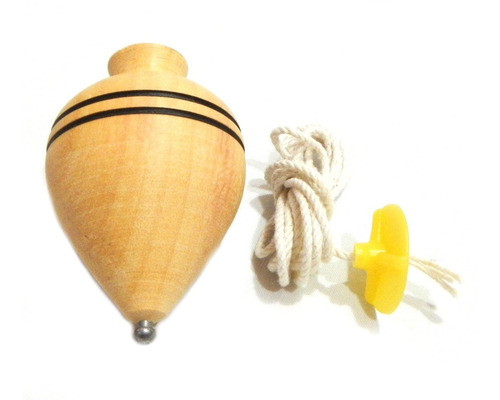 Imagen 4 de 6 de Trompo Clasico De Madera Retro Punta Metalica En Caja