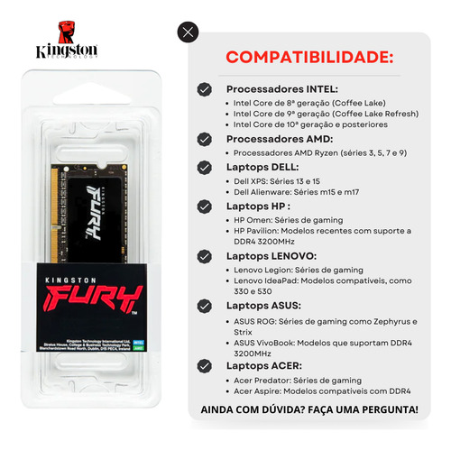 Kit Memoria Ram 16gb(2x8gb) De Notebook Ddr4 3200mhz Gamer