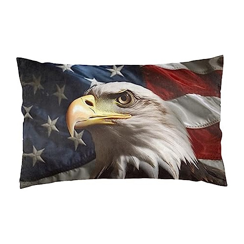 Funda De Almohada Bandera Americana Y Cierre Oculto, Su...