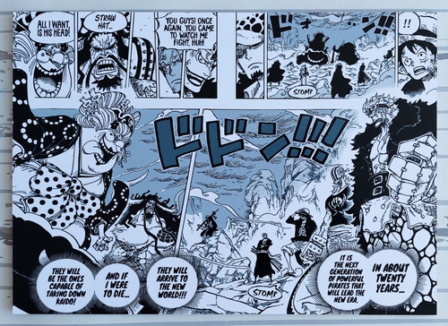 Cuadro Artesanal De One Piece - Luffy, Zoro, Kaido Y Big Mom