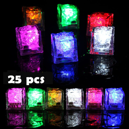 25 Cubitos De Hielo Luminosos Led Reutilizables Para Decorac