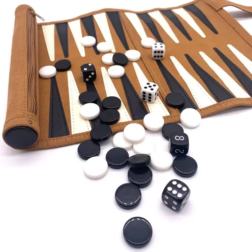 Juegos De Backgammon De Viaje Enrollables De Cuero Genuino,
