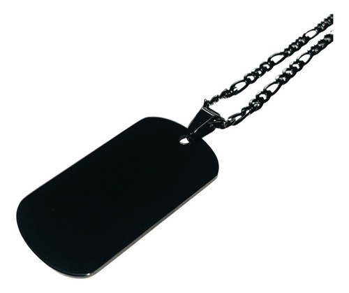 Placa Militar Con Cadena Acero Inoxidable Tag Negra