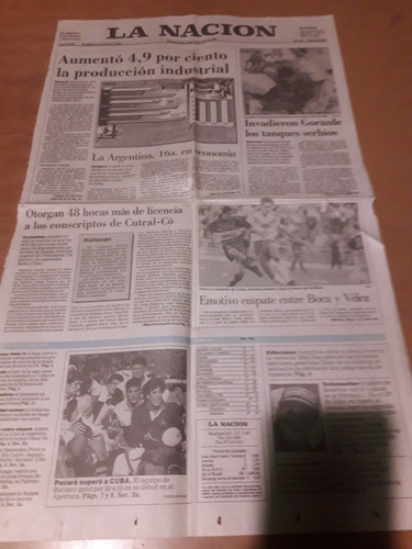 Tapa Diario La Nación 18 04 1994 Rugby Boca Vélez Trotta 