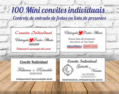 Imagem 1 de 1 de 100 Mini Convites Individuais Ou Lista De Presentes